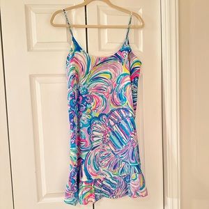 Lilly Pulitzer Colorful Dress, Ruffle Bottom, Size Medium